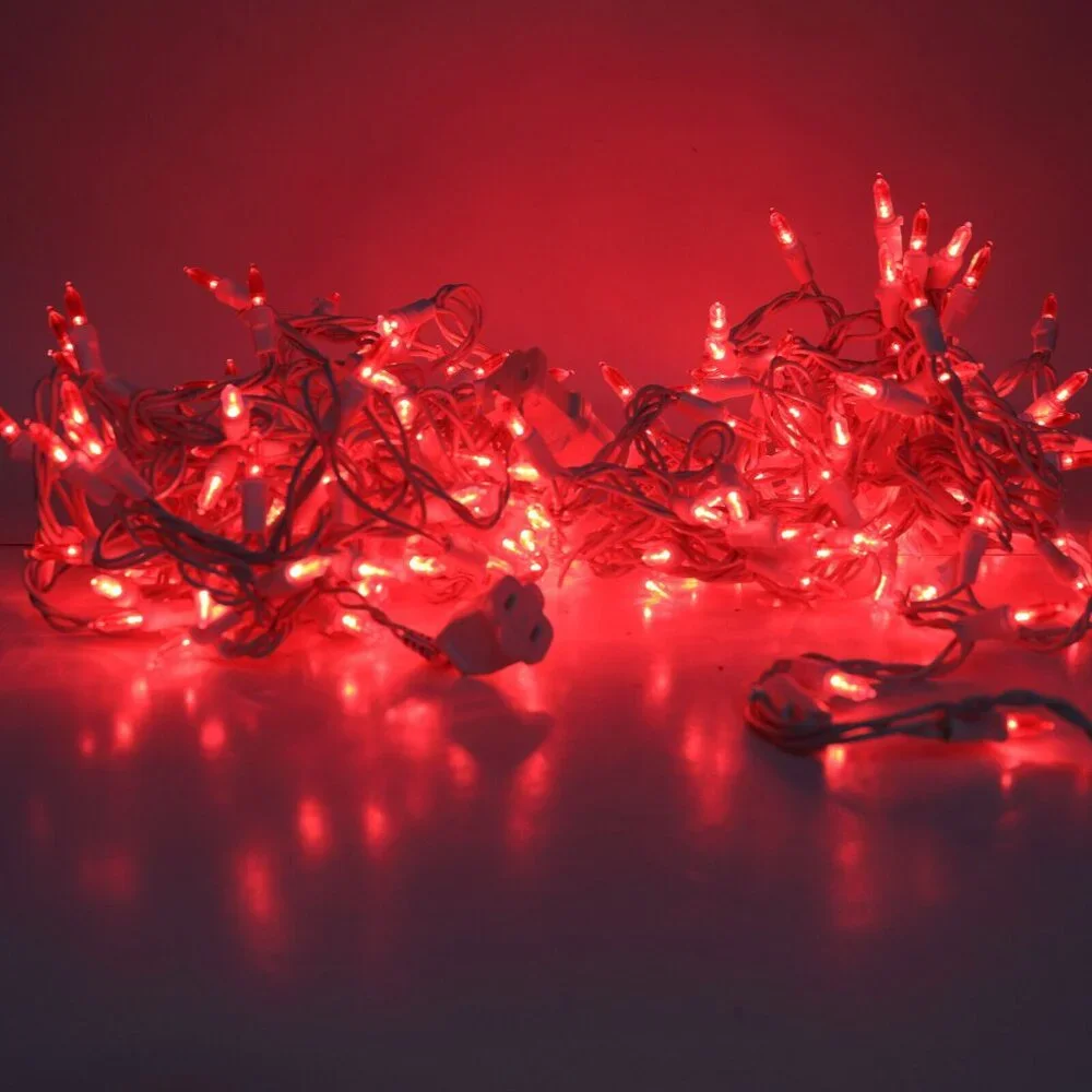 Red String Lights White Wire 44f for Christmas Holiday 4th of July Home Decor